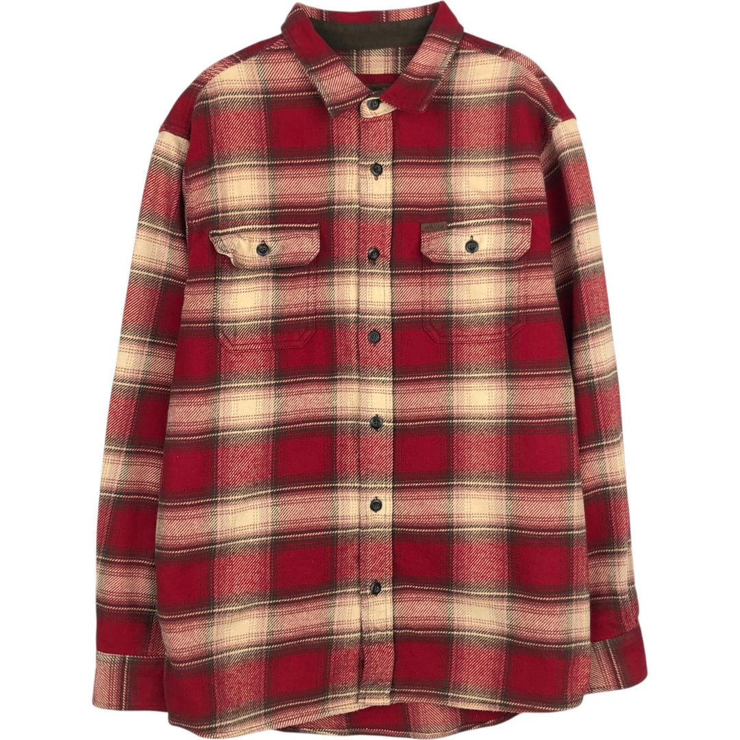 ORVIS Ombre Check Long Sleeve Flannel Check Shirt, Men's XL cotton red type Vintage Second Hand