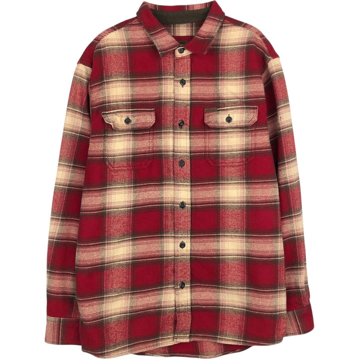 ORVIS Ombre Check Long Sleeve Flannel Check Shirt, Men's XL cotton red type Vintage Second Hand