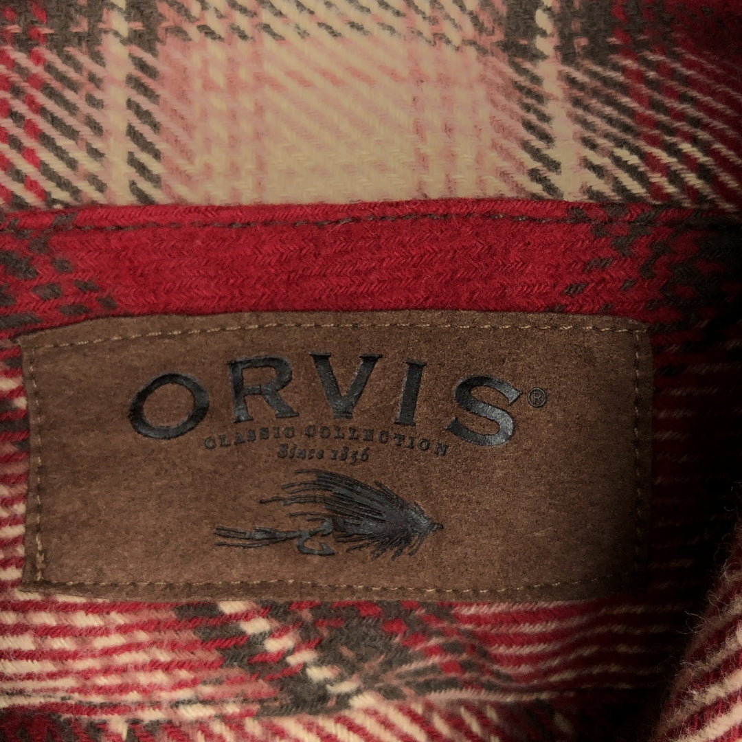 ORVIS Ombre Check Long Sleeve Flannel Check Shirt, Men's XL cotton red type Vintage Second Hand