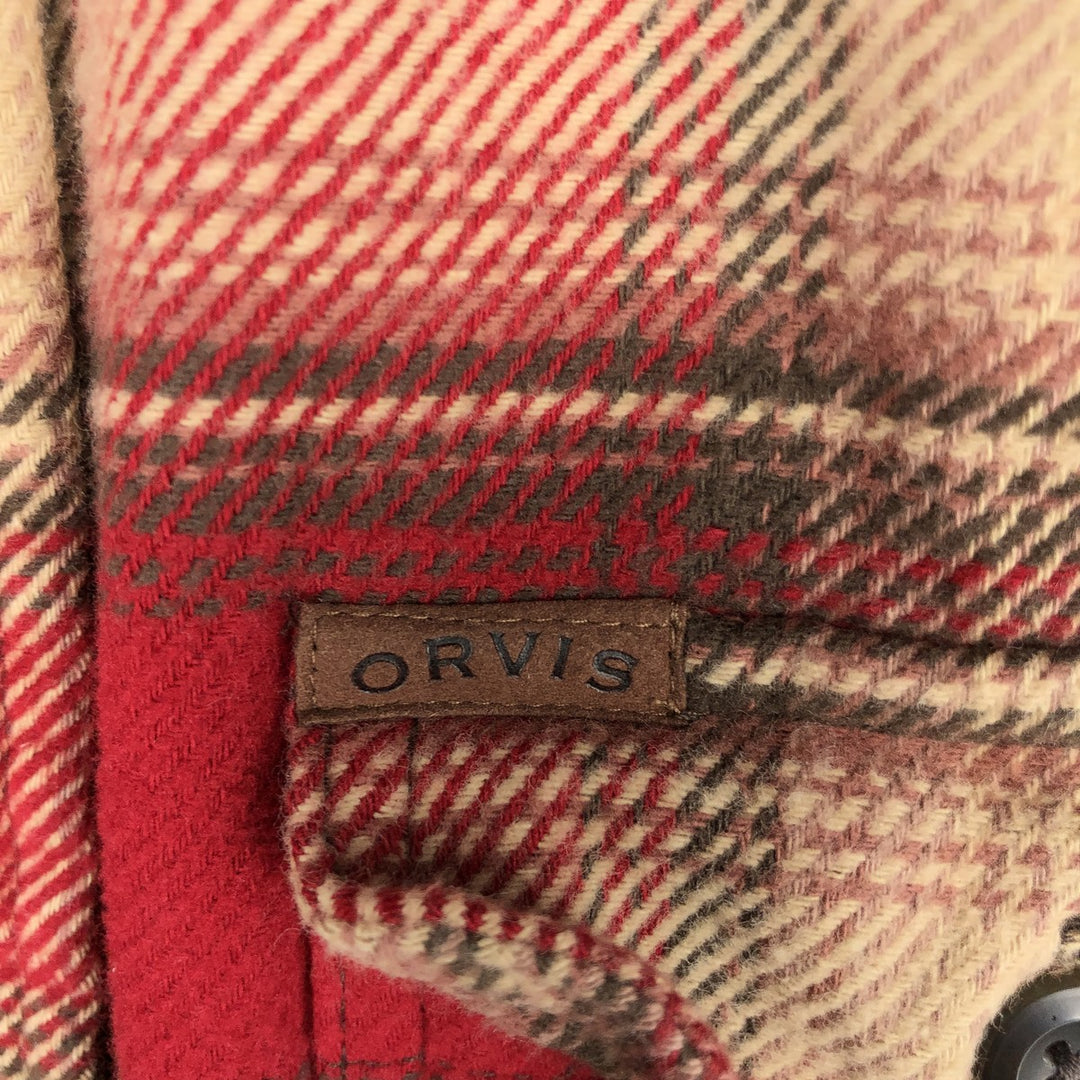 ORVIS Ombre Check Long Sleeve Flannel Check Shirt, Men's XL cotton red type Vintage Second Hand