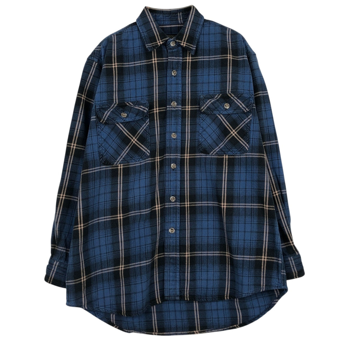 FIELD&STREAM Long-Sleeve Heavy Flannel Check Shirt, Men's Size M (approx.) cotton blue type Vintage Second Hand
