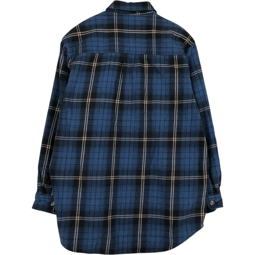 FIELD&STREAM Long-Sleeve Heavy Flannel Check Shirt, Men's Size M (approx.) cotton blue type Vintage Second Hand
