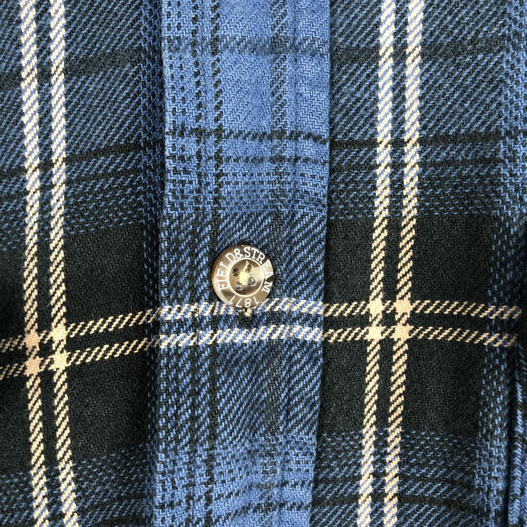 FIELD&STREAM Long-Sleeve Heavy Flannel Check Shirt, Men's Size M (approx.) cotton blue type Vintage Second Hand