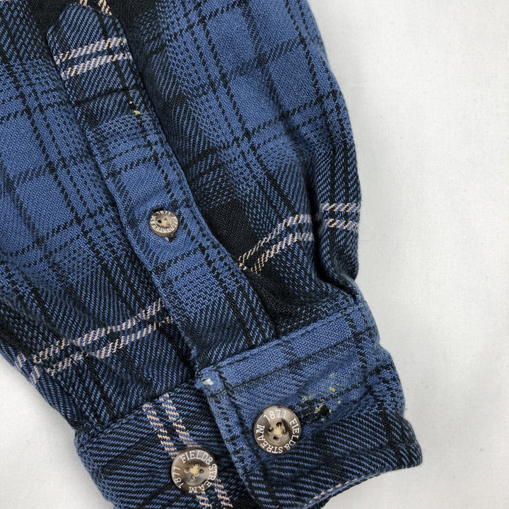 FIELD&STREAM Long-Sleeve Heavy Flannel Check Shirt, Men's Size M (approx.) cotton blue type Vintage Second Hand