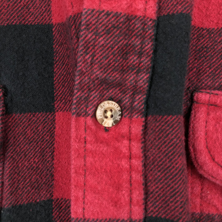 FIELD and STREAM Buffalo Check Long Sleeve Heavy Flannel Check Shirt, Men's Size L cotton red type Vintage Second Hand