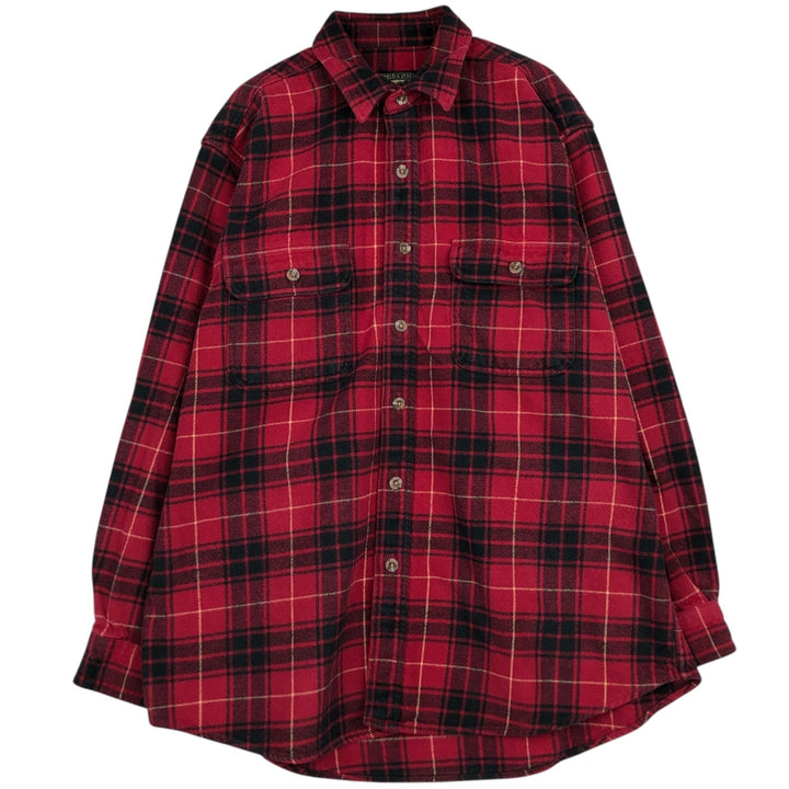FIELD and STREAM Long Sleeve Heavy Flannel Check Shirt, Men's Size L cotton red type Vintage Second Hand