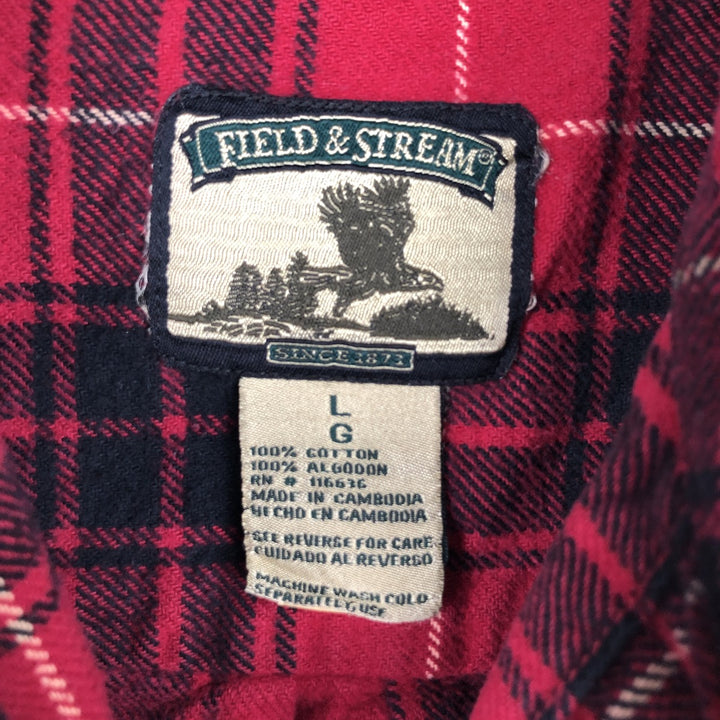 FIELD and STREAM Long Sleeve Heavy Flannel Check Shirt, Men's Size L cotton red type Vintage Second Hand