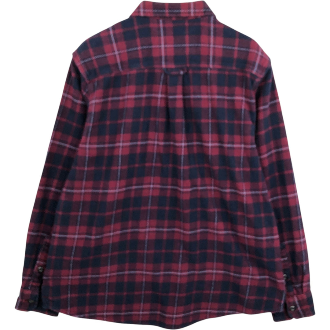 Orvis Long Sleeve Heavy Flannel Check Shirt, Men's XXL cotton wine-red Vintage Second Hand