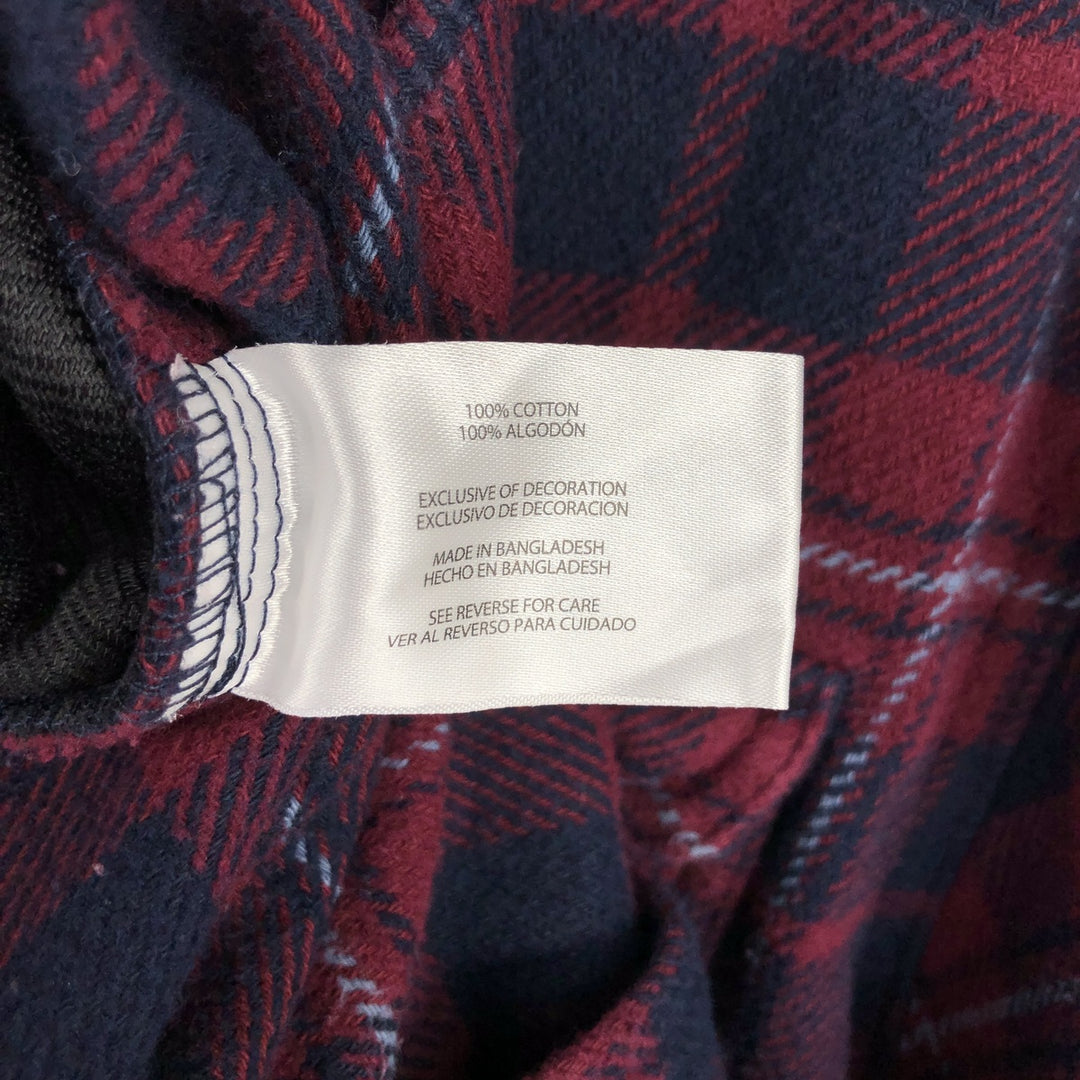 Orvis Long Sleeve Heavy Flannel Check Shirt, Men's XXL cotton wine-red Vintage Second Hand