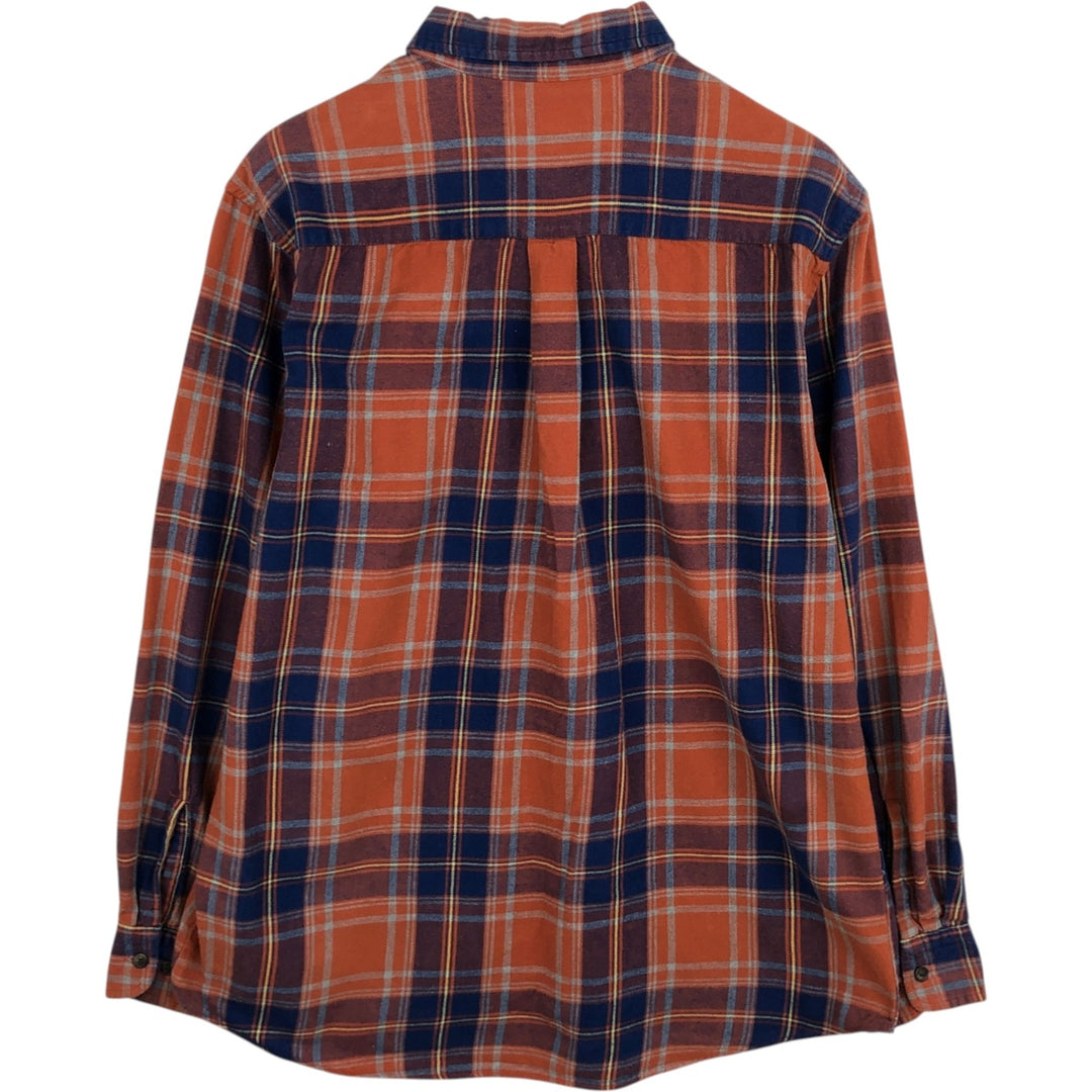 St. John's Bay Classic Fit Long-Sleeve Button-Down Flannel Check Shirt, Men's Size L (approx.) cotton orange type Vintage Second Hand