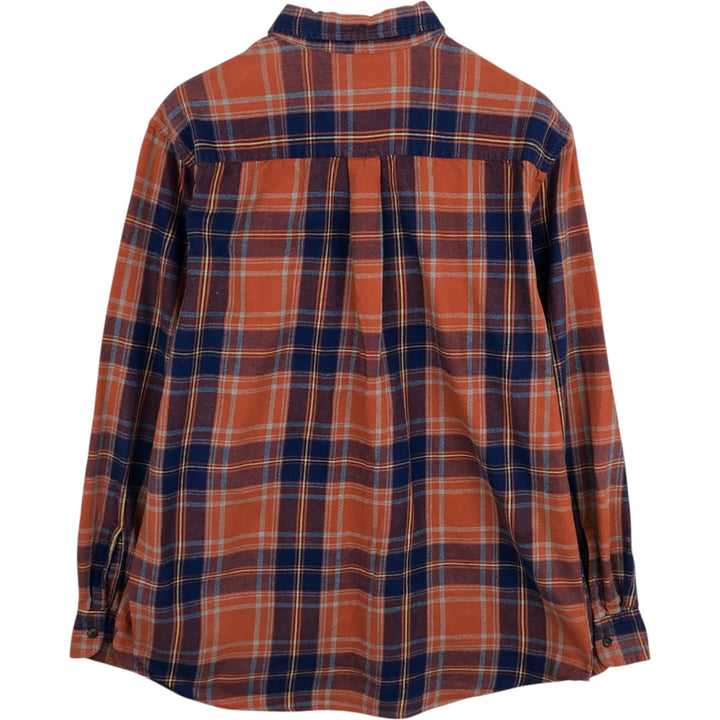St. John's Bay Classic Fit Long-Sleeve Button-Down Flannel Check Shirt, Men's Size L (approx.) cotton orange type Vintage Second Hand