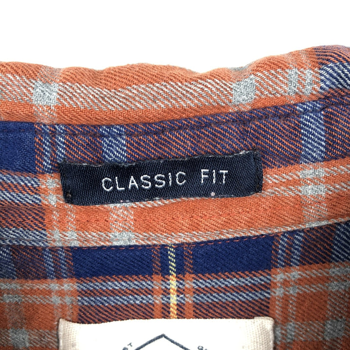 St. John's Bay Classic Fit Long-Sleeve Button-Down Flannel Check Shirt, Men's Size L (approx.) cotton orange type Vintage Second Hand