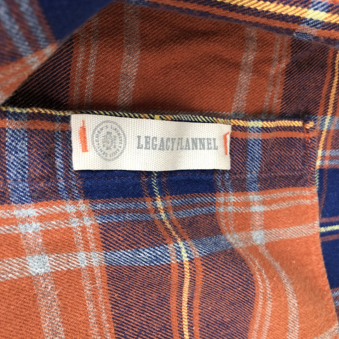St. John's Bay Classic Fit Long-Sleeve Button-Down Flannel Check Shirt, Men's Size L (approx.) cotton orange type Vintage Second Hand