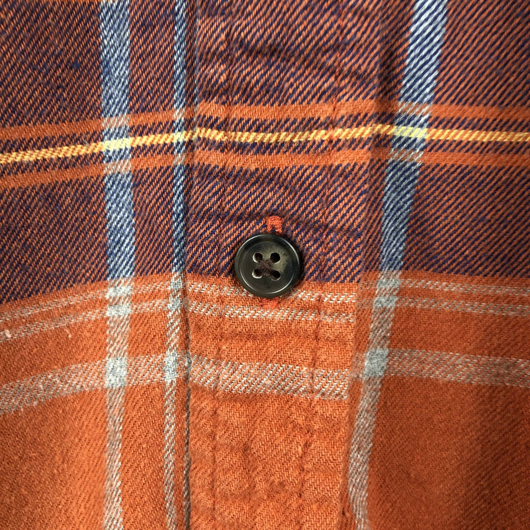 St. John's Bay Classic Fit Long-Sleeve Button-Down Flannel Check Shirt, Men's Size L (approx.) cotton orange type Vintage Second Hand