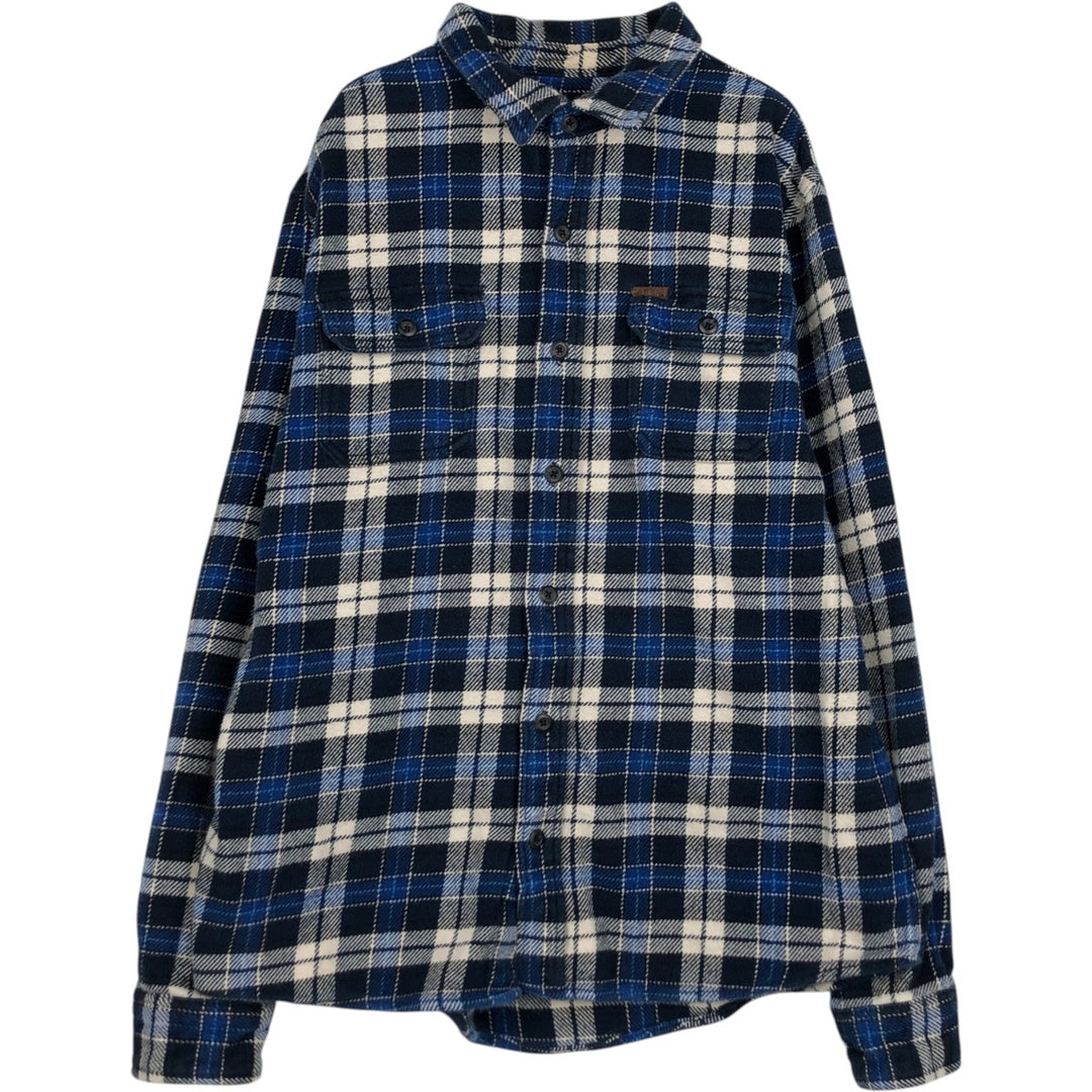 ORVIS Long Sleeve Heavy Flannel Check Shirt, Men's Size L cotton blue type Vintage Second Hand