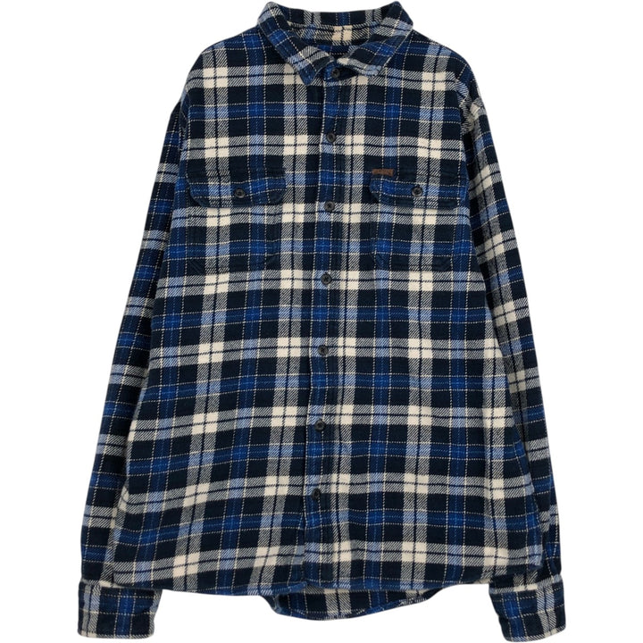 ORVIS Long Sleeve Heavy Flannel Check Shirt, Men's Size L cotton blue type Vintage Second Hand