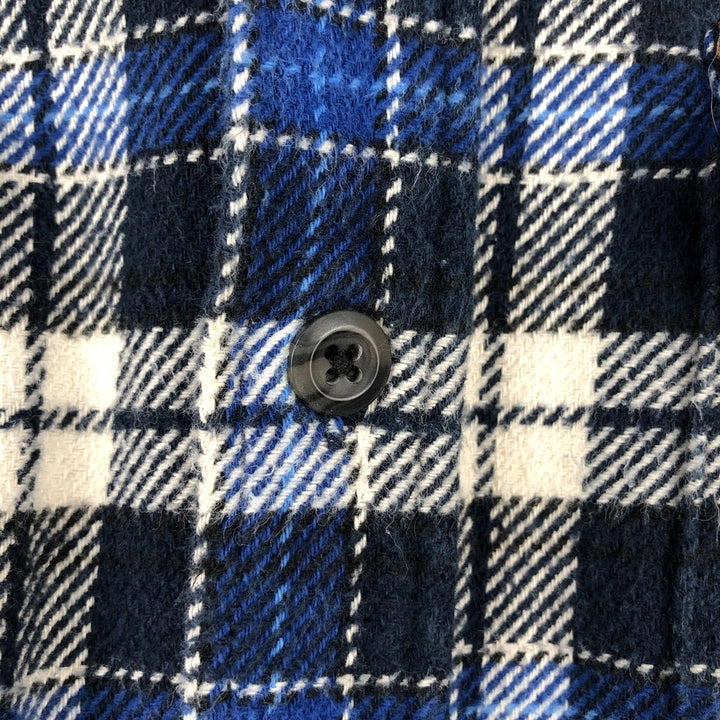 ORVIS Long Sleeve Heavy Flannel Check Shirt, Men's Size L cotton blue type Vintage Second Hand