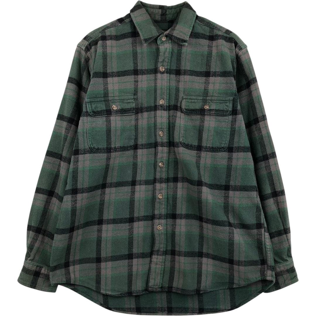 FIELD and STREAM Long Sleeve Flannel Check Shirt, Men's Size L cotton green type Vintage Second Hand