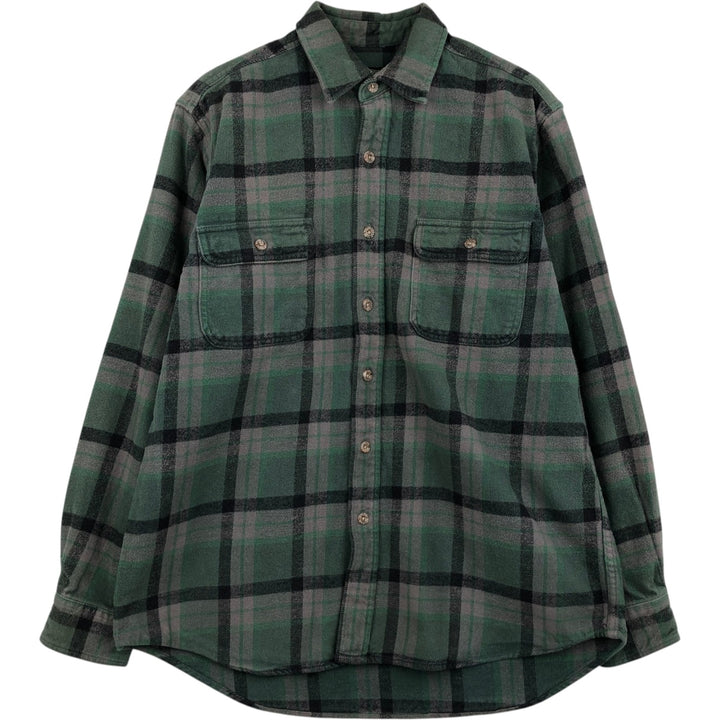 FIELD and STREAM Long Sleeve Flannel Check Shirt, Men's Size L cotton green type Vintage Second Hand