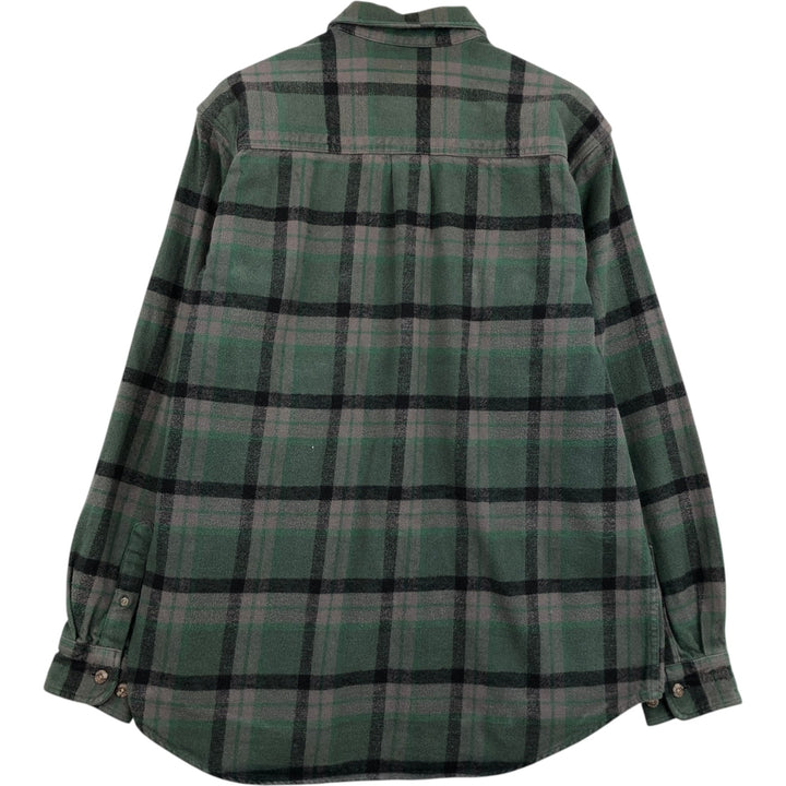 FIELD and STREAM Long Sleeve Flannel Check Shirt, Men's Size L cotton green type Vintage Second Hand