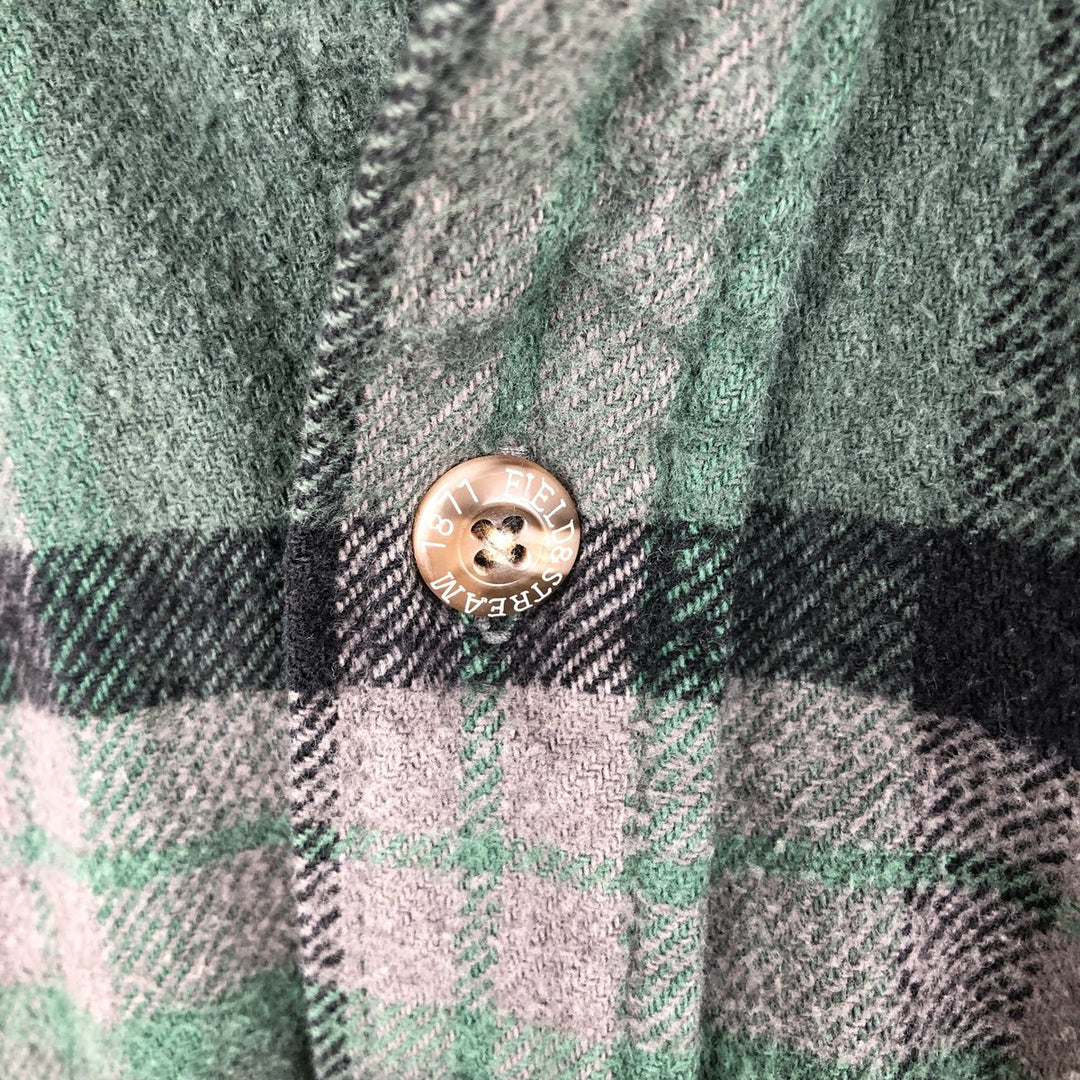 FIELD and STREAM Long Sleeve Flannel Check Shirt, Men's Size L cotton green type Vintage Second Hand