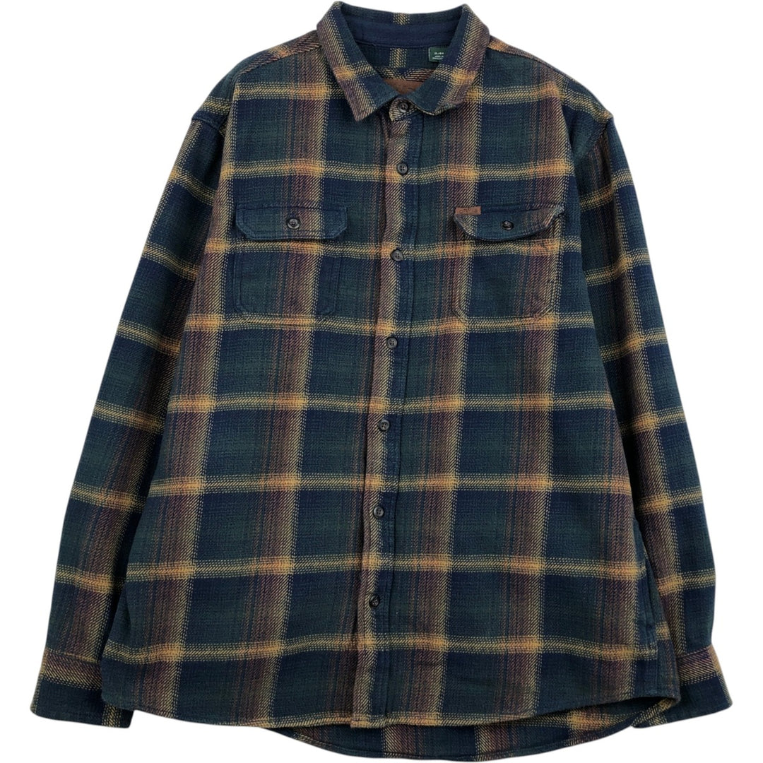 ORVIS Long Sleeve Flannel Check Shirt, Men's XL Size cotton navy blue type Vintage Second Hand