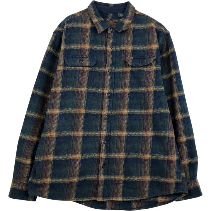 ORVIS Long Sleeve Flannel Check Shirt, Men's XL Size cotton navy blue type Vintage Second Hand