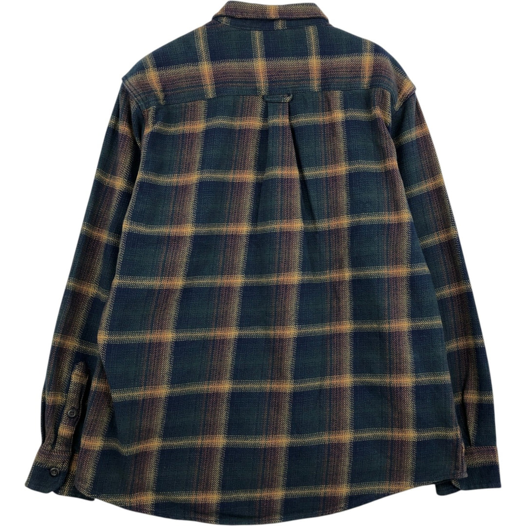 ORVIS Long Sleeve Flannel Check Shirt, Men's XL Size cotton navy blue type Vintage Second Hand