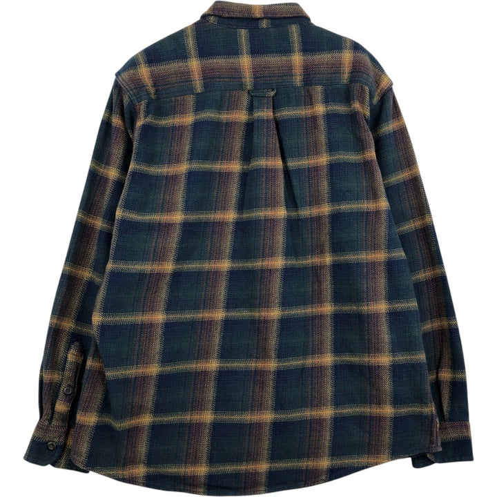 ORVIS Long Sleeve Flannel Check Shirt, Men's XL Size cotton navy blue type Vintage Second Hand