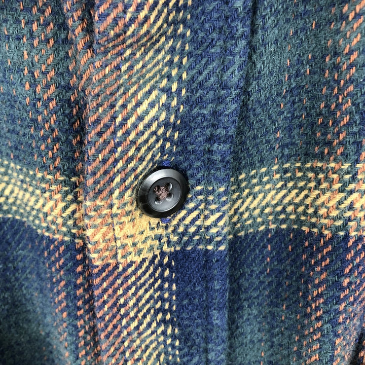 ORVIS Long Sleeve Flannel Check Shirt, Men's XL Size cotton navy blue type Vintage Second Hand