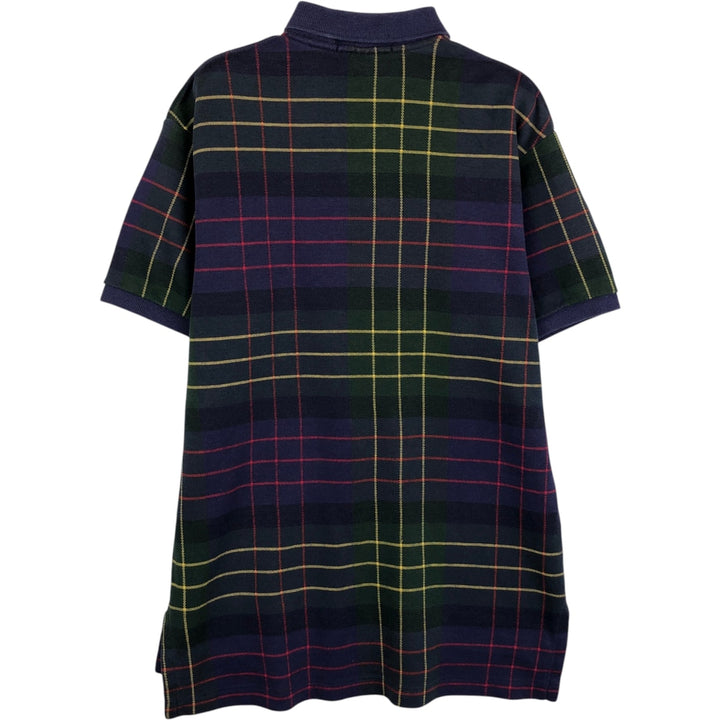 Ralph Lauren POLO by Ralph Lauren Short-Sleeve Check Polo Shirt, Made in USA, Men's Size M (approx.) cotton navy blue type Vintage Second Hand