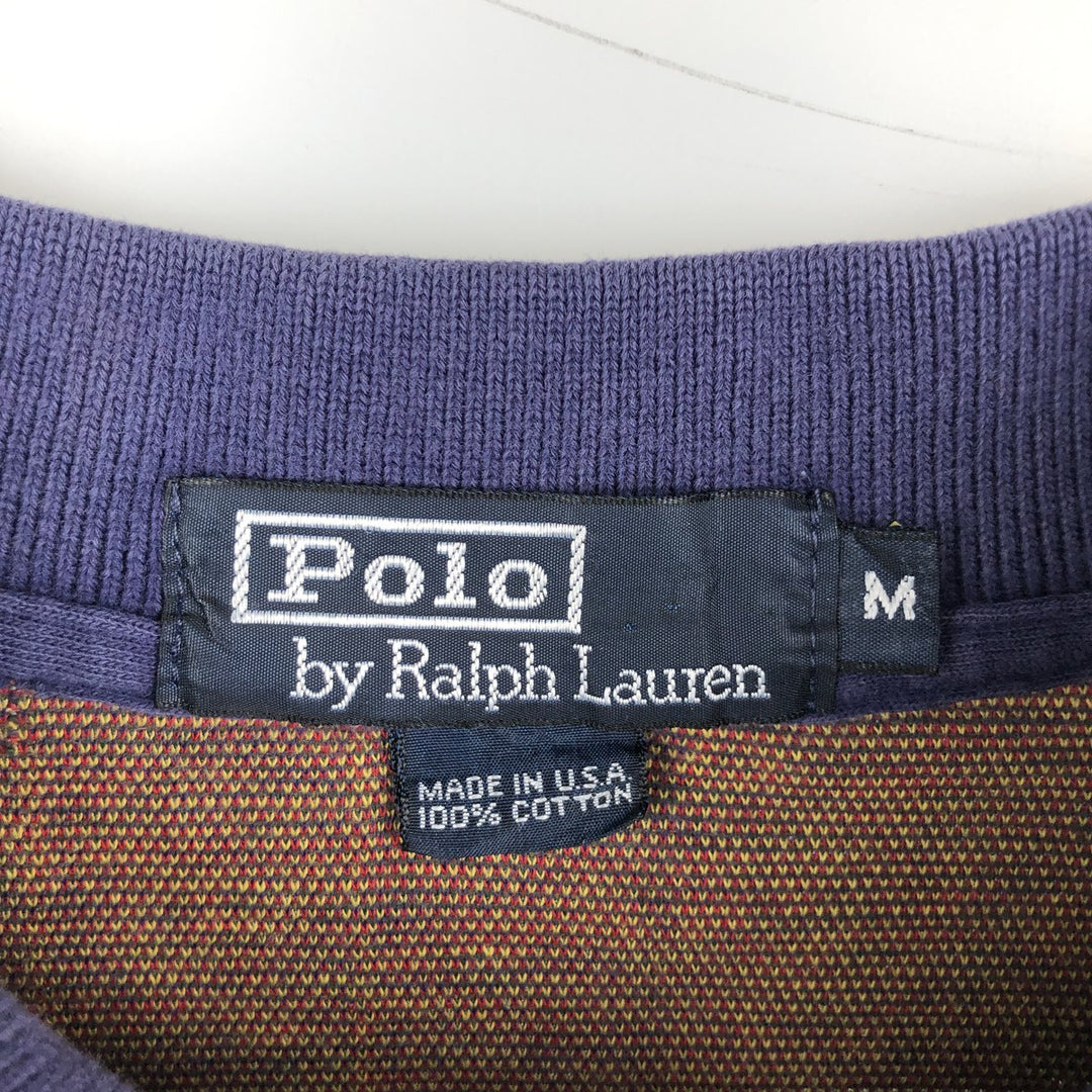 Ralph Lauren POLO by Ralph Lauren Short-Sleeve Check Polo Shirt, Made in USA, Men's Size M (approx.) cotton navy blue type Vintage Second Hand