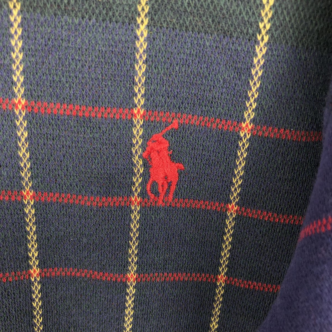 Ralph Lauren POLO by Ralph Lauren Short-Sleeve Check Polo Shirt, Made in USA, Men's Size M (approx.) cotton navy blue type Vintage Second Hand