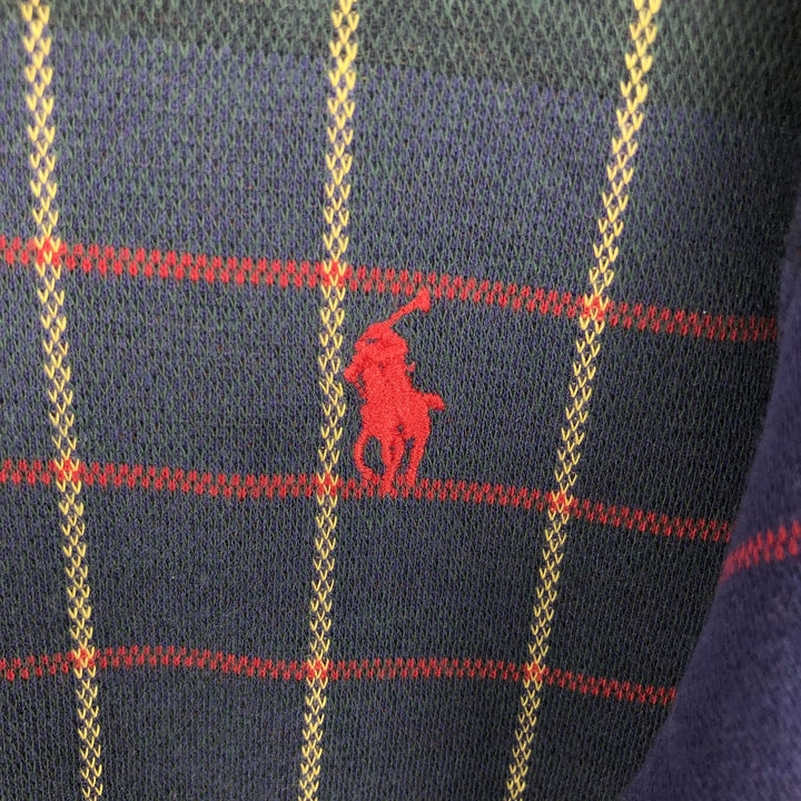 Ralph Lauren POLO by Ralph Lauren Short-Sleeve Check Polo Shirt, Made in USA, Men's Size M (approx.) cotton navy blue type Vintage Second Hand