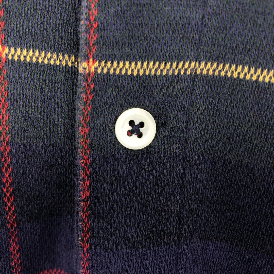 Ralph Lauren POLO by Ralph Lauren Short-Sleeve Check Polo Shirt, Made in USA, Men's Size M (approx.) cotton navy blue type Vintage Second Hand