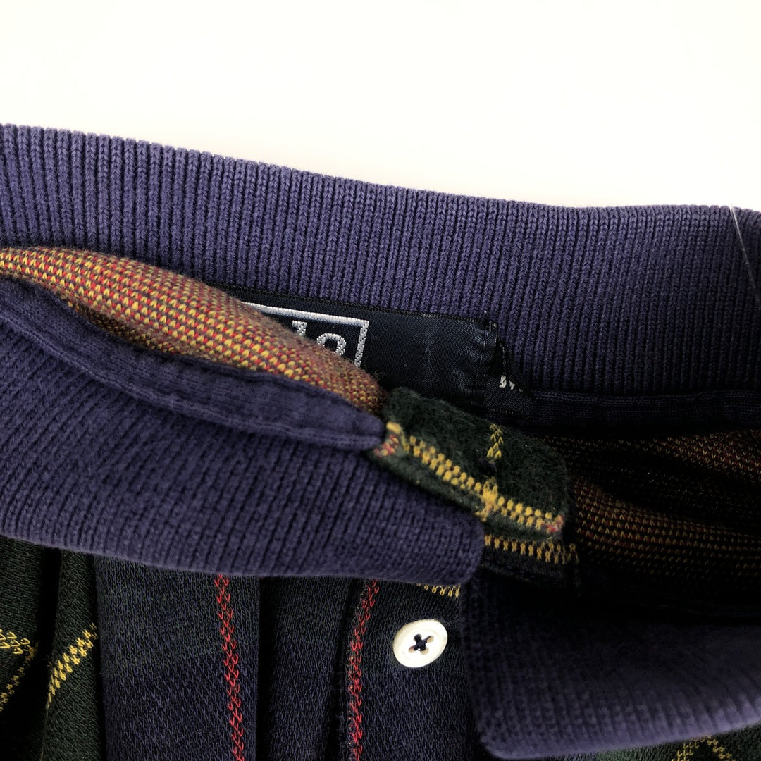 Ralph Lauren POLO by Ralph Lauren Short-Sleeve Check Polo Shirt, Made in USA, Men's Size M (approx.) cotton navy blue type Vintage Second Hand