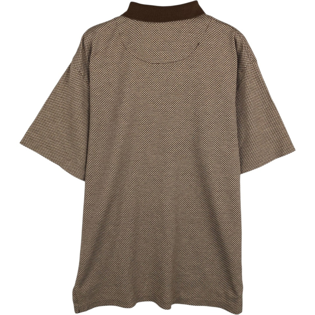 Ralph Lauren POLO by Ralph Lauren Houndstooth Pattern Short-Sleeve Check Polo Shirt, Men's Size L (approx.) cotton brown type Vintage Second Hand