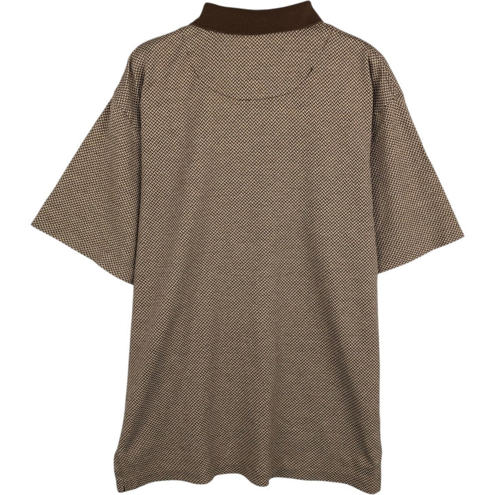 Ralph Lauren POLO by Ralph Lauren Houndstooth Pattern Short-Sleeve Check Polo Shirt, Men's Size L (approx.) cotton brown type Vintage Second Hand