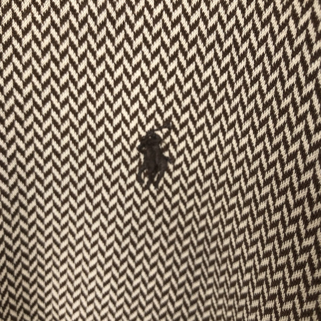 Ralph Lauren POLO by Ralph Lauren Houndstooth Pattern Short-Sleeve Check Polo Shirt, Men's Size L (approx.) cotton brown type Vintage Second Hand
