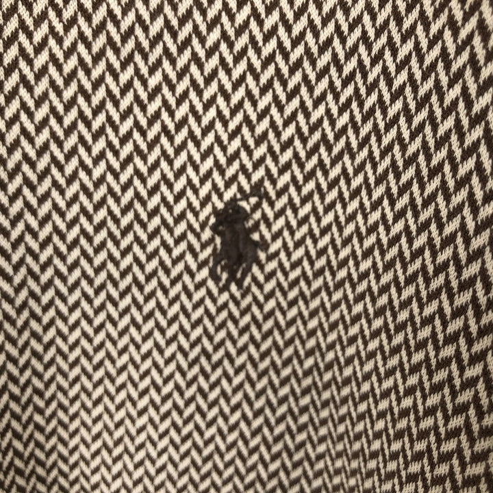 Ralph Lauren POLO by Ralph Lauren Houndstooth Pattern Short-Sleeve Check Polo Shirt, Men's Size L (approx.) cotton brown type Vintage Second Hand
