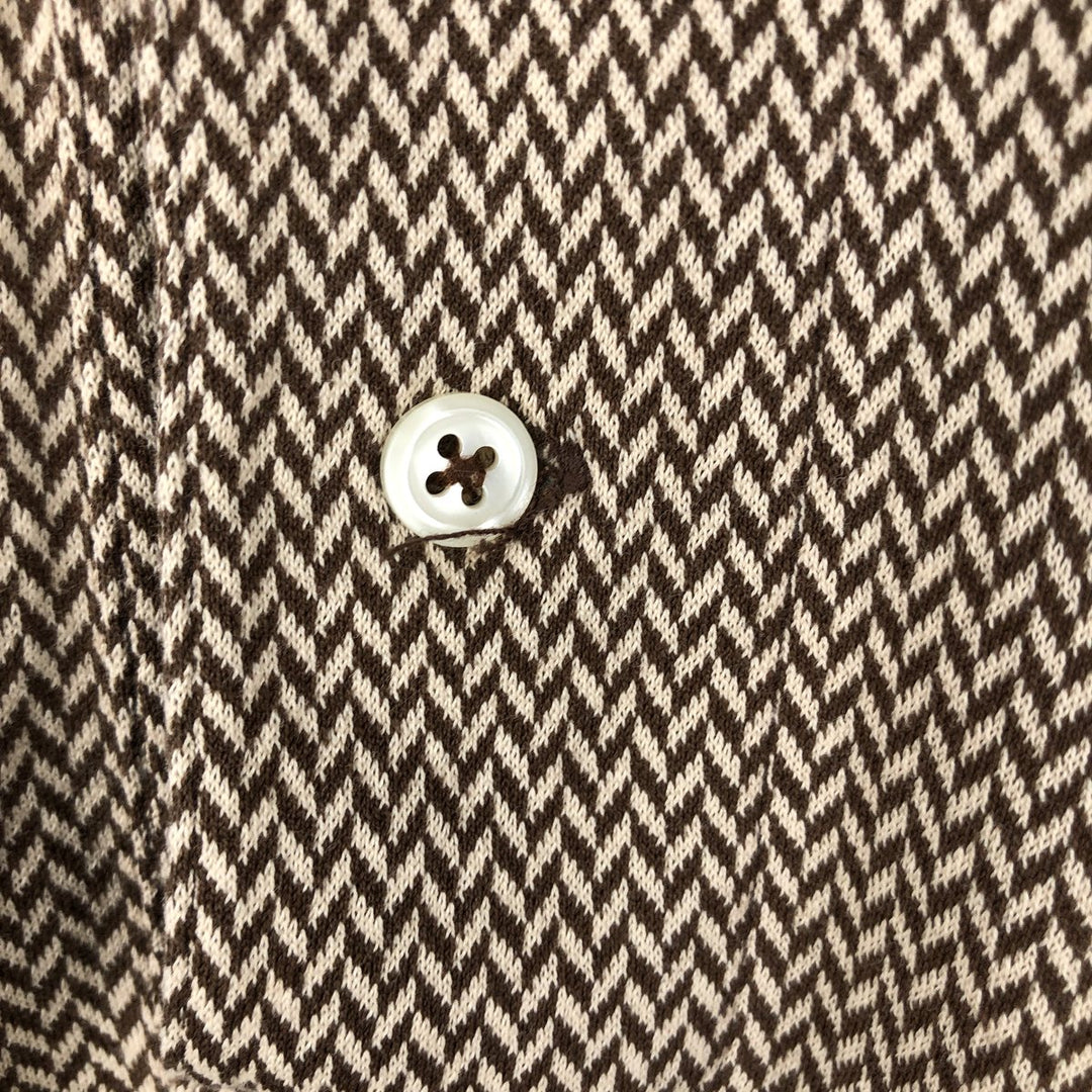 Ralph Lauren POLO by Ralph Lauren Houndstooth Pattern Short-Sleeve Check Polo Shirt, Men's Size L (approx.) cotton brown type Vintage Second Hand