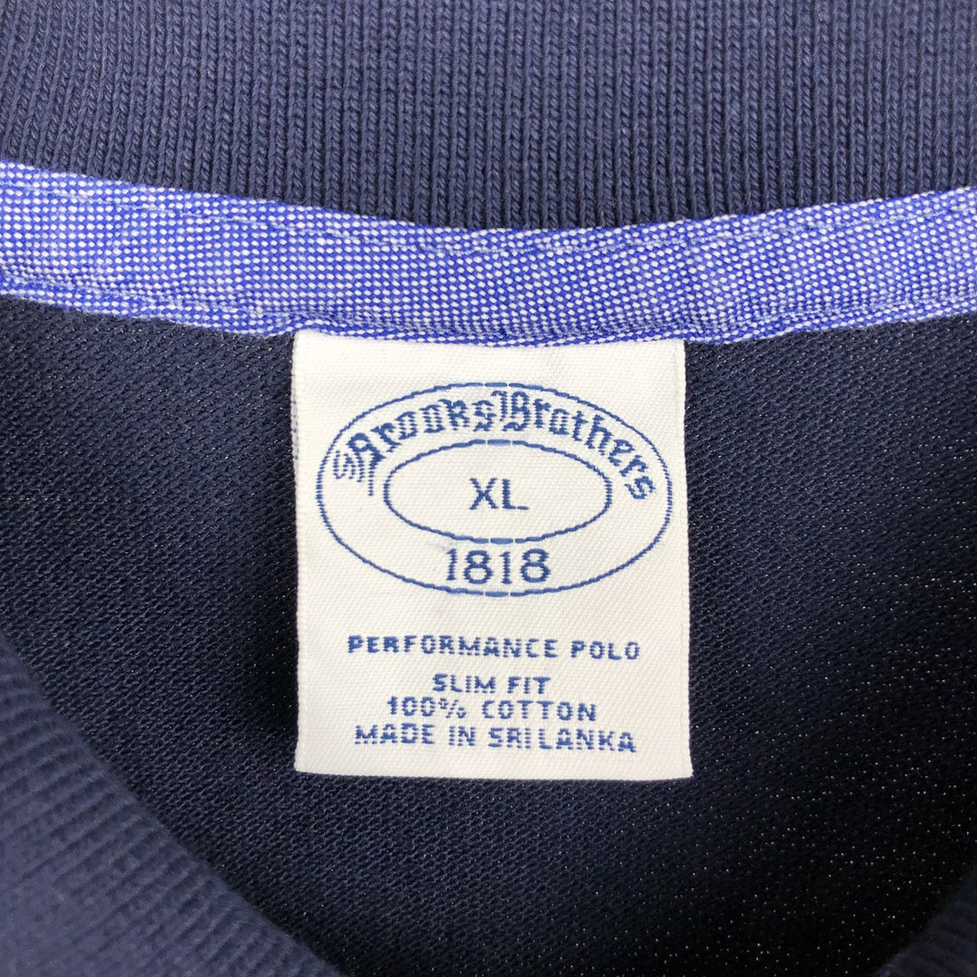 Brooks Brothers 1818 Stars and Stripes Eagle Pattern Short-Sleeve Polo Shirt, Men's Size XL (approx.) cotton navy blue type Vintage Second Hand