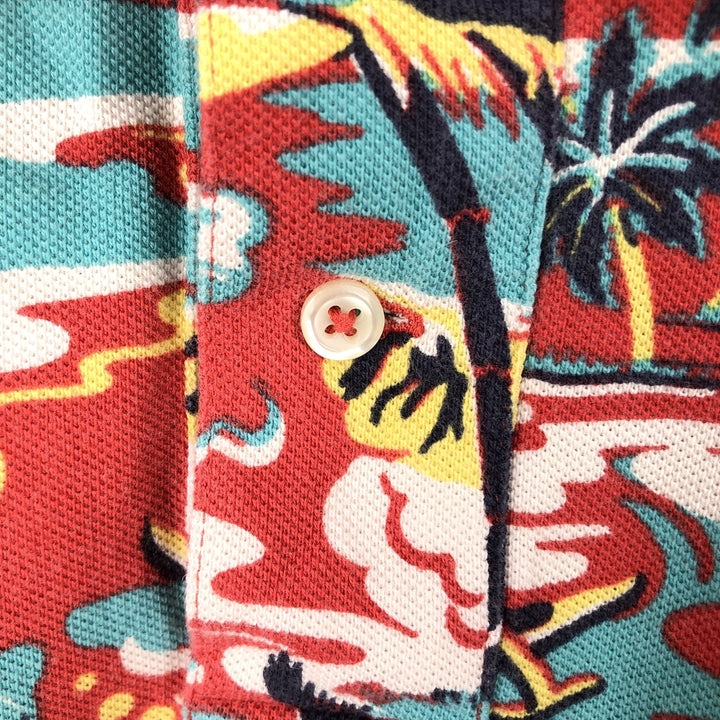 Ralph Lauren POLO RALPH LAUREN CLASSIC FIT all-over print short-sleeved polo shirt, men's size M (approx.) cotton red type Vintage Second Hand