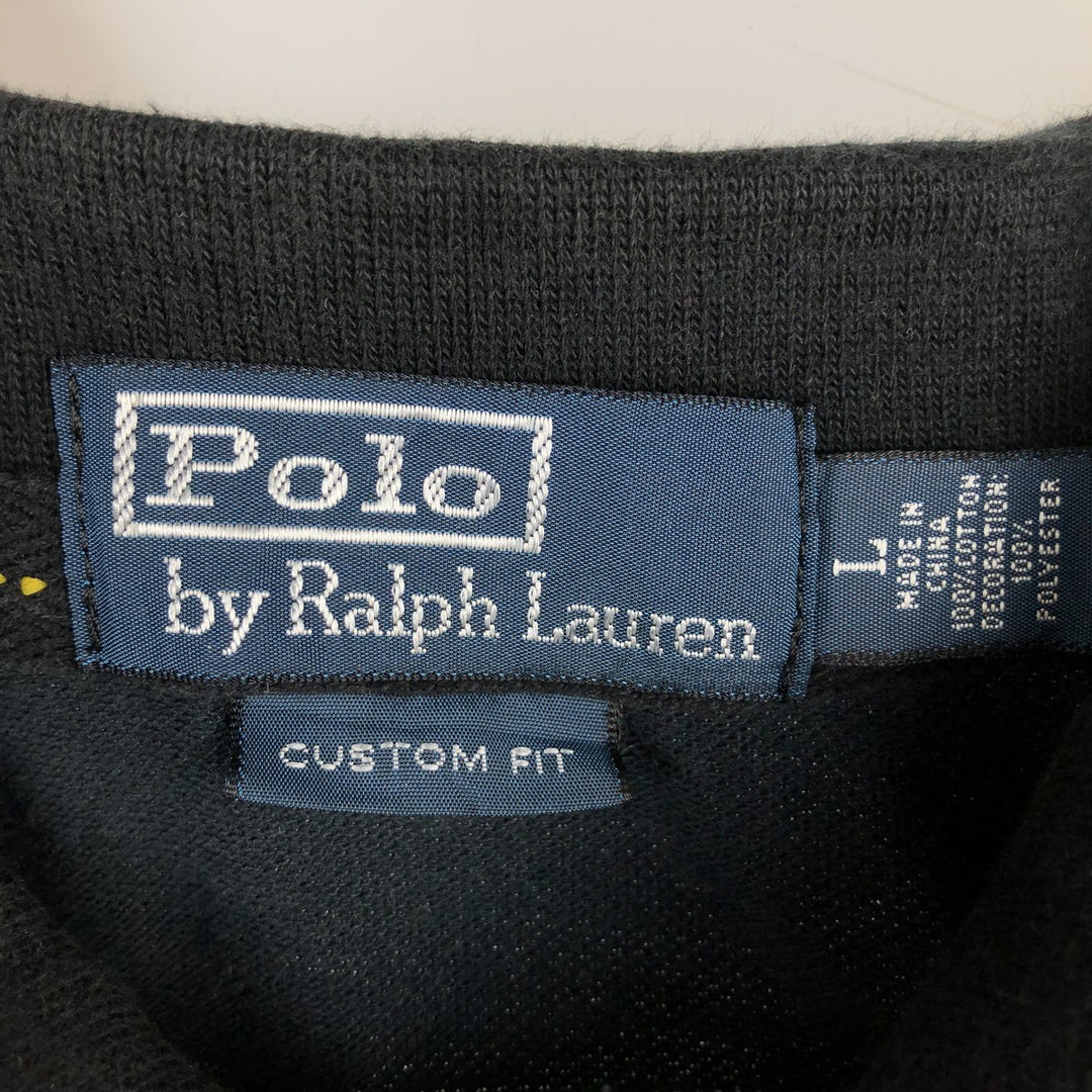 Ralph Lauren POLO by Ralph Lauren CUSTOM FIT Big Pony Short Sleeve Polo Shirt Men's L size cotton black type Vintage Second Hand