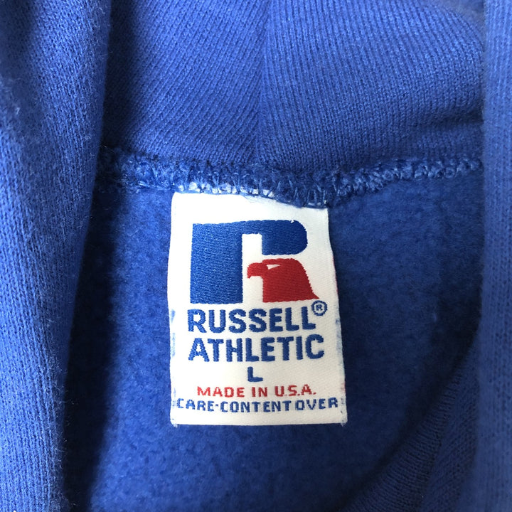 80s-90'S Russell MLB New York Mets sweatshirt pullover hoodie, Made in USA, Men's size L equivalent, Vintage cotton blue type Vintage Second Hand