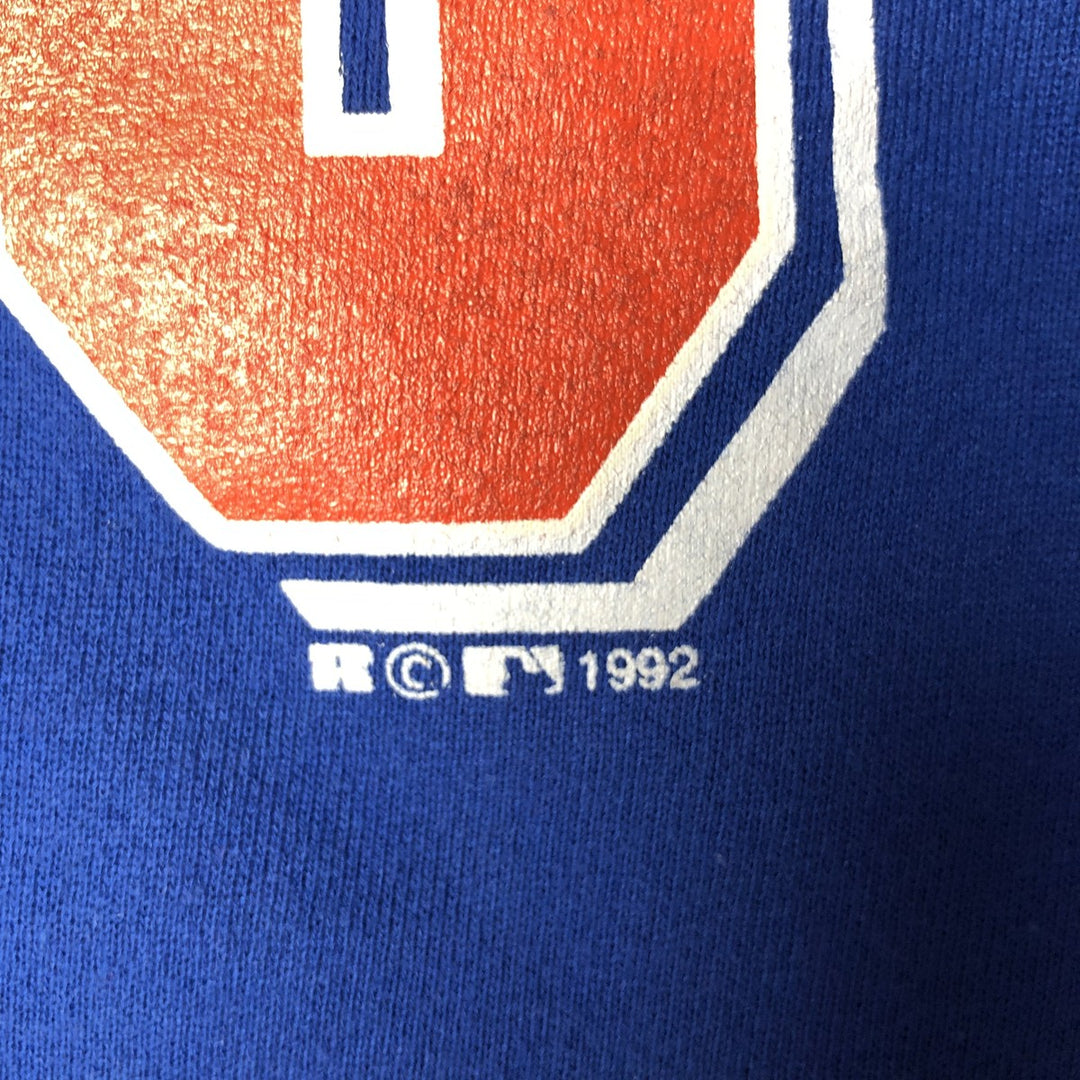 80s-90'S Russell MLB New York Mets sweatshirt pullover hoodie, Made in USA, Men's size L equivalent, Vintage cotton blue type Vintage Second Hand