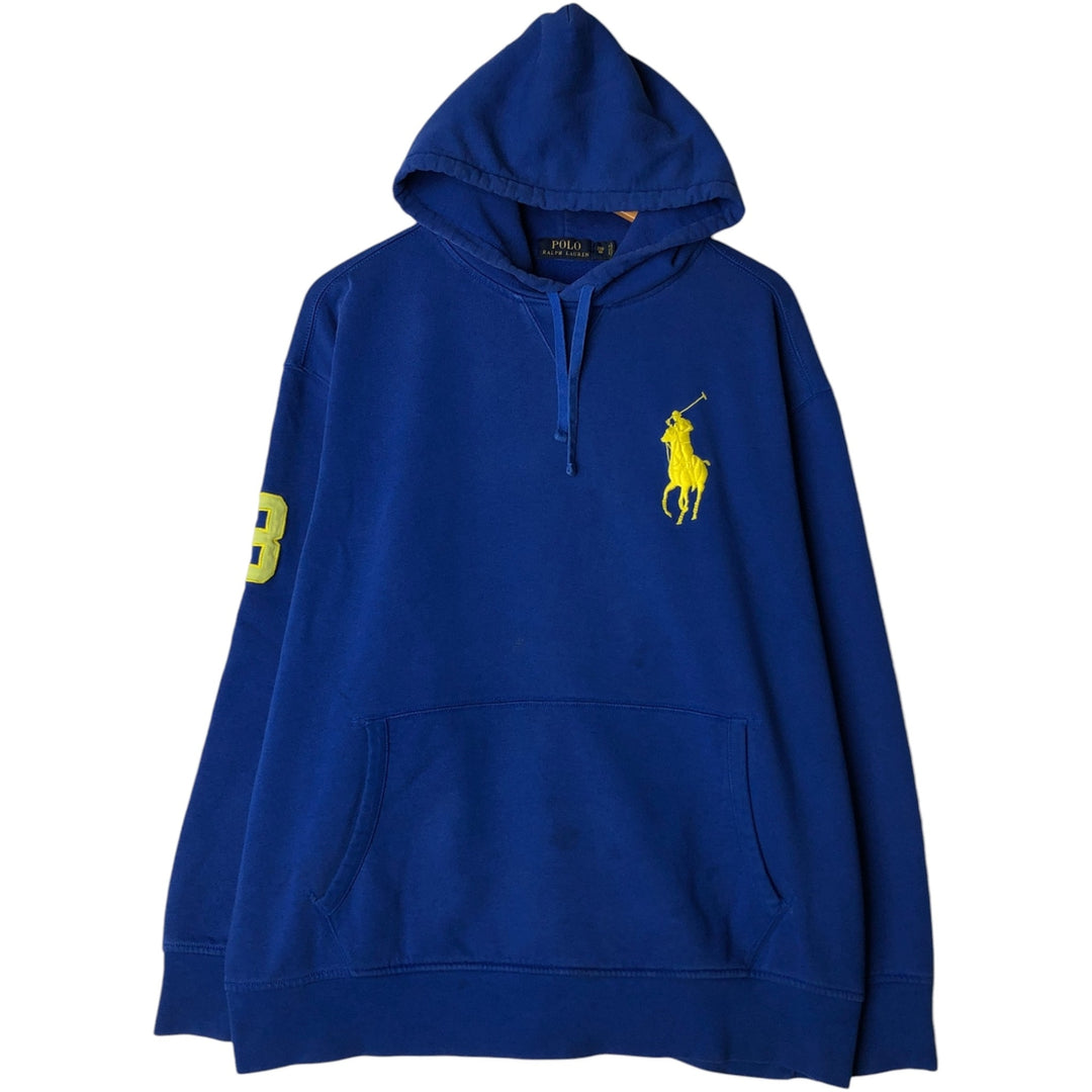 Ralph Lauren POLO RALPH LAUREN Big Pony Sweatshirt Pullover Hoodie, Men's XXL equivalent. cotton blue type Vintage Second Hand