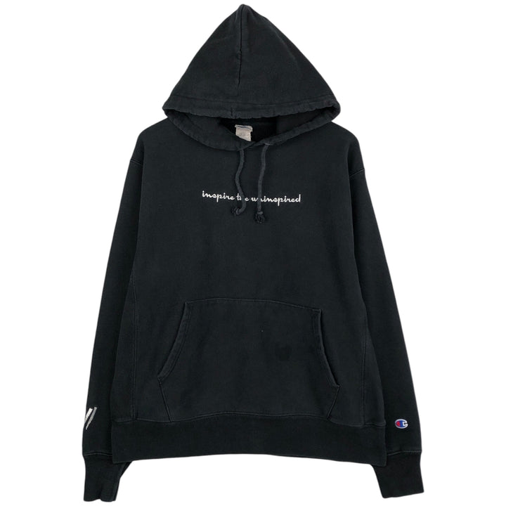 2000'S Champion Reverse Weave Replica Sweatshirt Pullover Hoodie with Solid Color Tag, Men's Size L (approx.) cotton black type Vintage Second Hand