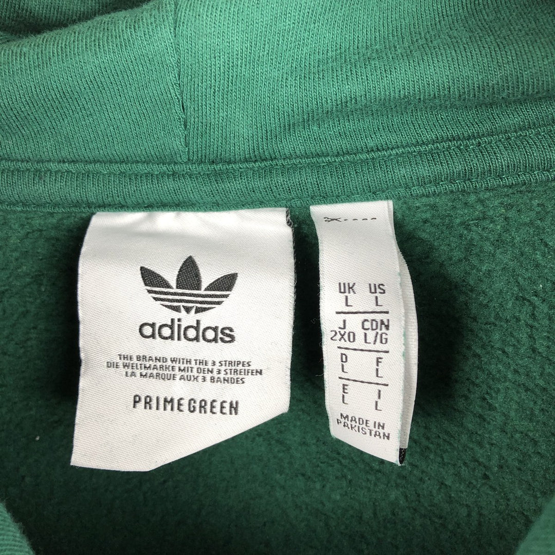 Adidas sweatshirt pullover hoodie, men's size L cotton green type Vintage Second Hand