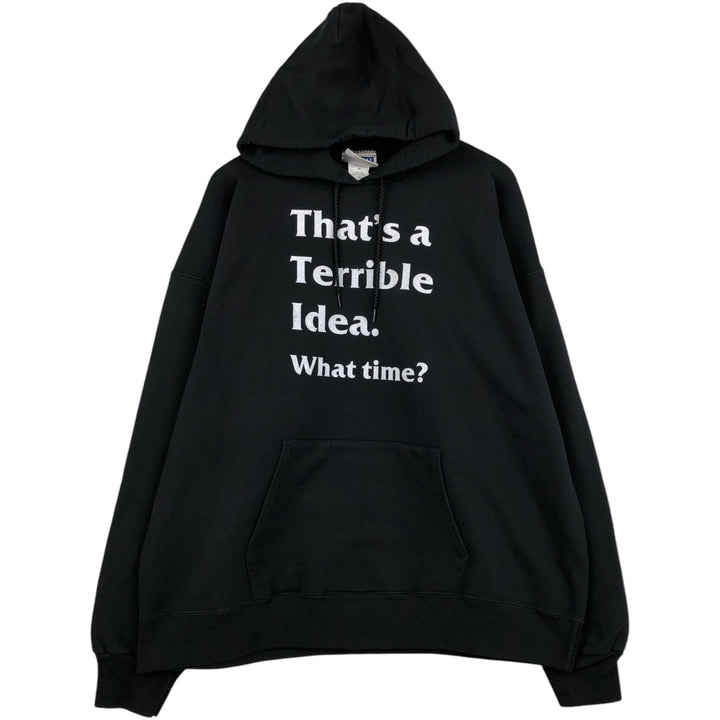 90s-00'S Hanes sweatshirt pullover hoodie, men's size XL equivalent, vintage. cotton black type Vintage Second Hand